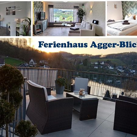 Seeblick-Ferienwohnung Im "Ferienhaus Agger-Blick" Mit Traumhafter Sonnen-Terrasse, Sauna, E-Kamin & Kajak 굼머스바흐 외부 사진