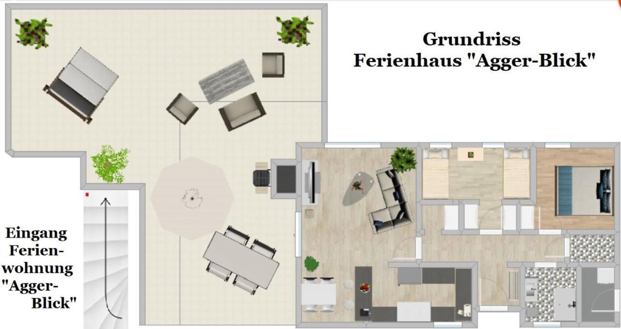 Seeblick-Ferienwohnung Im "Ferienhaus Agger-Blick" Mit Traumhafter Sonnen-Terrasse, Sauna, E-Kamin & Kajak 굼머스바흐 외부 사진