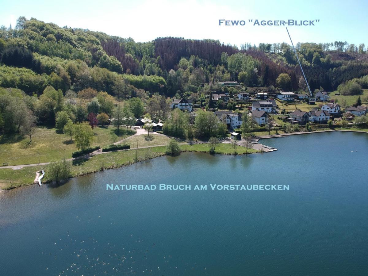 Seeblick-Ferienwohnung Im "Ferienhaus Agger-Blick" Mit Traumhafter Sonnen-Terrasse, Sauna, E-Kamin & Kajak 굼머스바흐 외부 사진